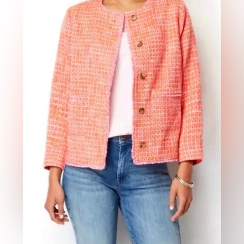 J. Jill Pink Textured Tweed Blazer - Picture 2 of 16